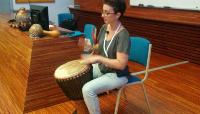 Agni Sakka playing djembe